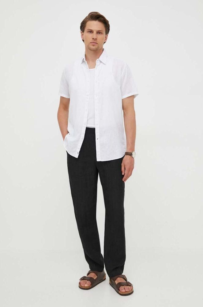 Сорочка з льону Pepe Jeans колір білий regular класичний комір