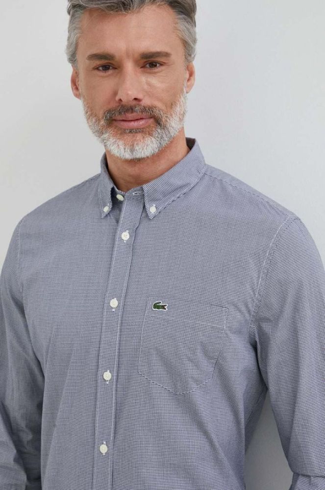 Бавовняна сорочка Lacoste чоловіча колір білий regular комір button-down (3018496) фото 5