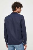 Сорочка з льону Lacoste колір синій regular комір button-down (3022387)