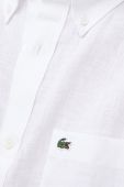 Сорочка з льону Lacoste колір білий regular комір button-down