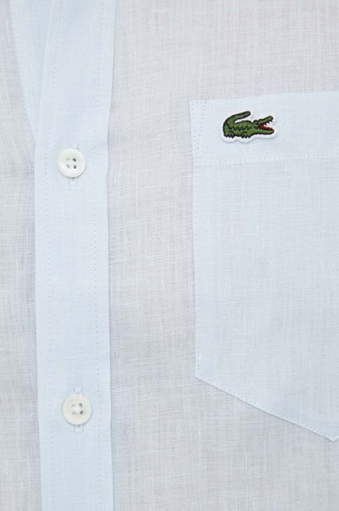 Сорочка з льону Lacoste regular комір button-down колір блакитний (3030825) фото 5