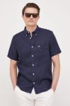 Сорочка з льону Lacoste колір синій regular комір button-down (3030816) Сорочка з льону Lacoste колір синій regular комір button-down (3030816)