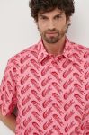 Бавовняна сорочка Lacoste чоловіча колір рожевий relaxed класичний комір Бавовняна сорочка Lacoste чоловіча колір рожевий relaxed класичний комір