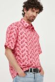 Бавовняна сорочка Lacoste чоловіча колір рожевий relaxed класичний комір