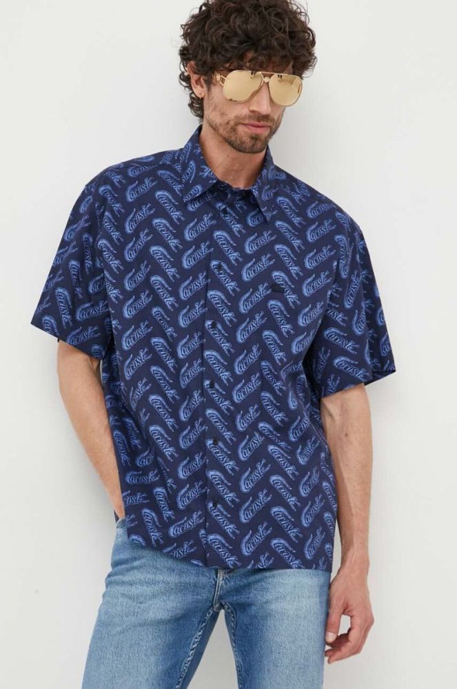 Бавовняна сорочка Lacoste чоловіча колір синій relaxed класичний комір фото 4