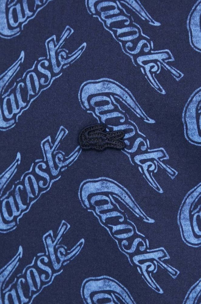 Бавовняна сорочка Lacoste чоловіча колір синій relaxed класичний комір фото 5