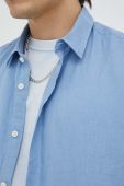 Сорочка з льону Drykorn Ruben regular класичний комір колір блакитний