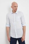Сорочка з льону Guess regular класичний комір колір блакитний Сорочка з льону Guess regular класичний комір колір блакитний