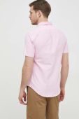 Бавовняна сорочка Polo Ralph Lauren чоловіча колір рожевий slim комір button-down (3069832)