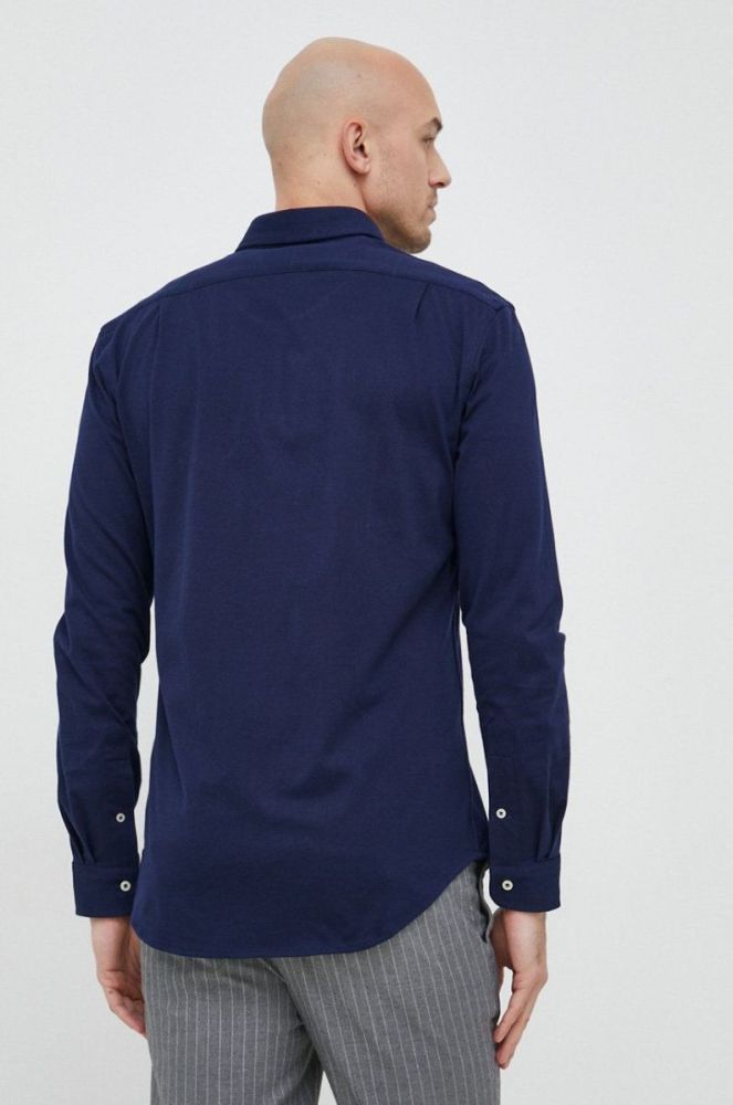 Бавовняна сорочка Polo Ralph Lauren чоловіча колір синій regular класичний комір (2978477) фото 4