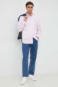 Бавовняна сорочка Polo Ralph Lauren чоловіча колір рожевий slim класичний комір