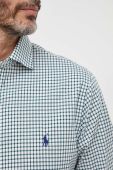 Бавовняна сорочка Polo Ralph Lauren чоловіча колір зелений slim класичний комір