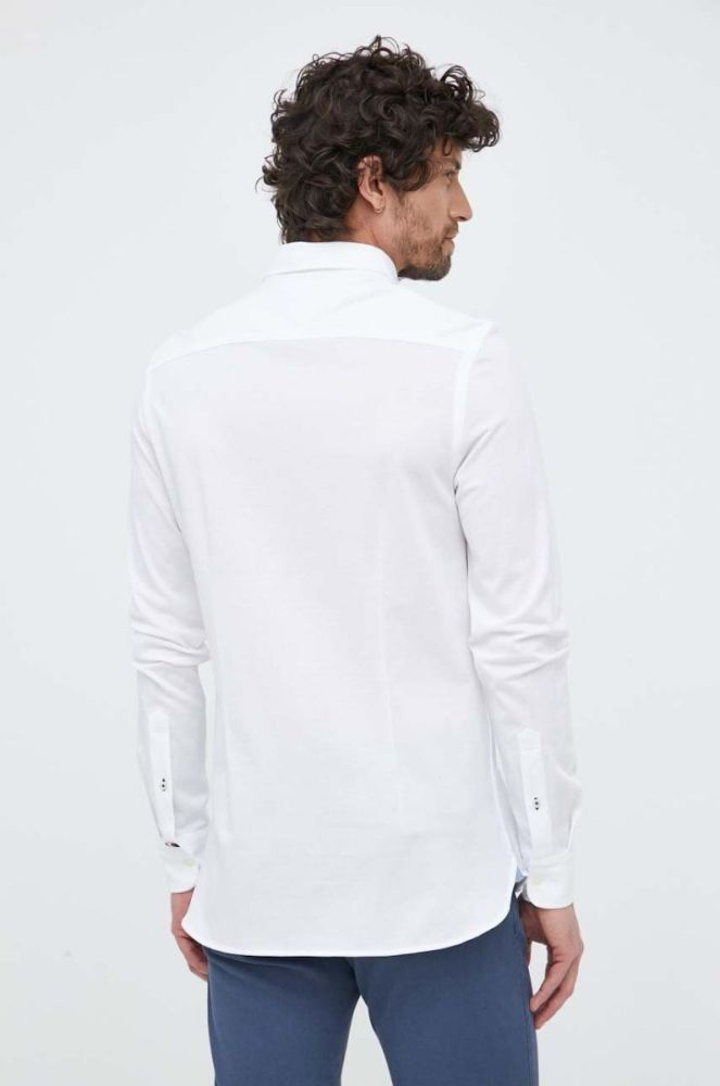 Бавовняна сорочка Tommy Hilfiger чоловіча колір білий slim комір button-down (3112498) фото 3