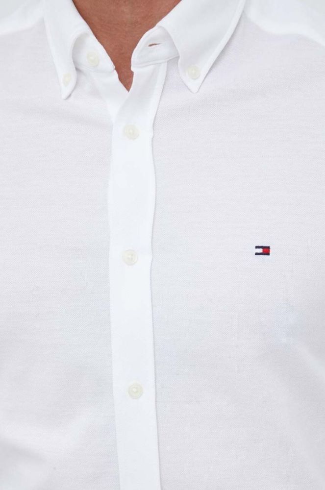 Бавовняна сорочка Tommy Hilfiger чоловіча колір білий slim комір button-down (3112498) фото 5