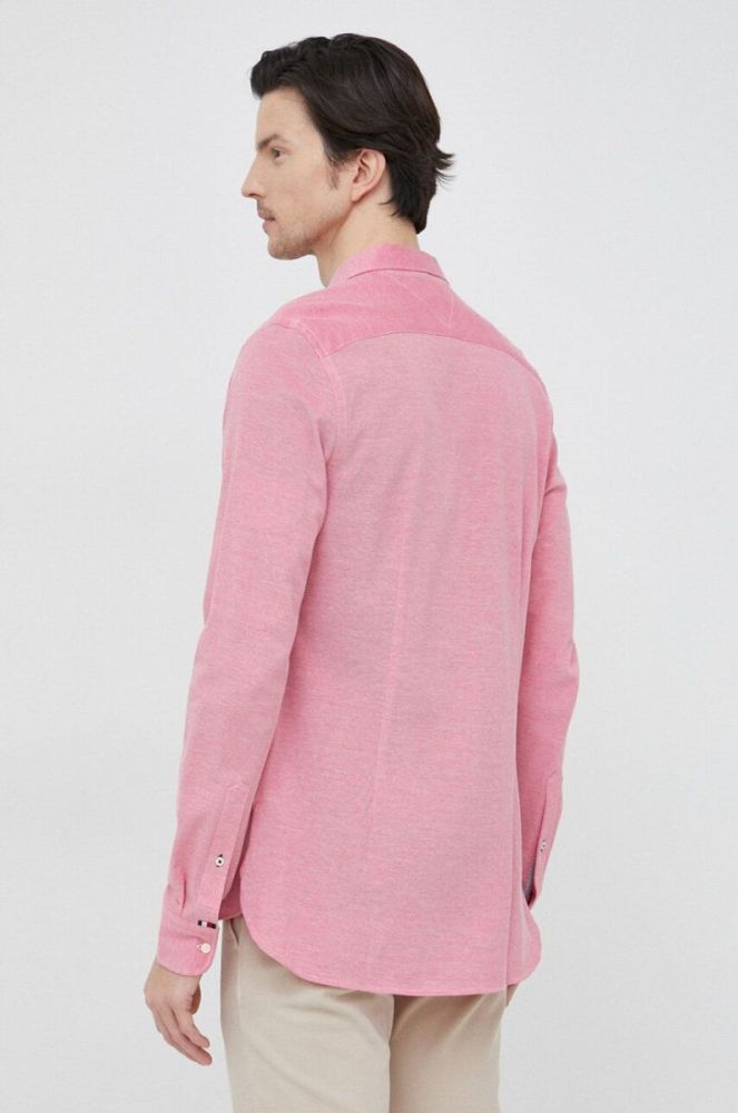Бавовняна сорочка Tommy Hilfiger чоловіча колір червоний slim комір button-down (3112493) фото 3