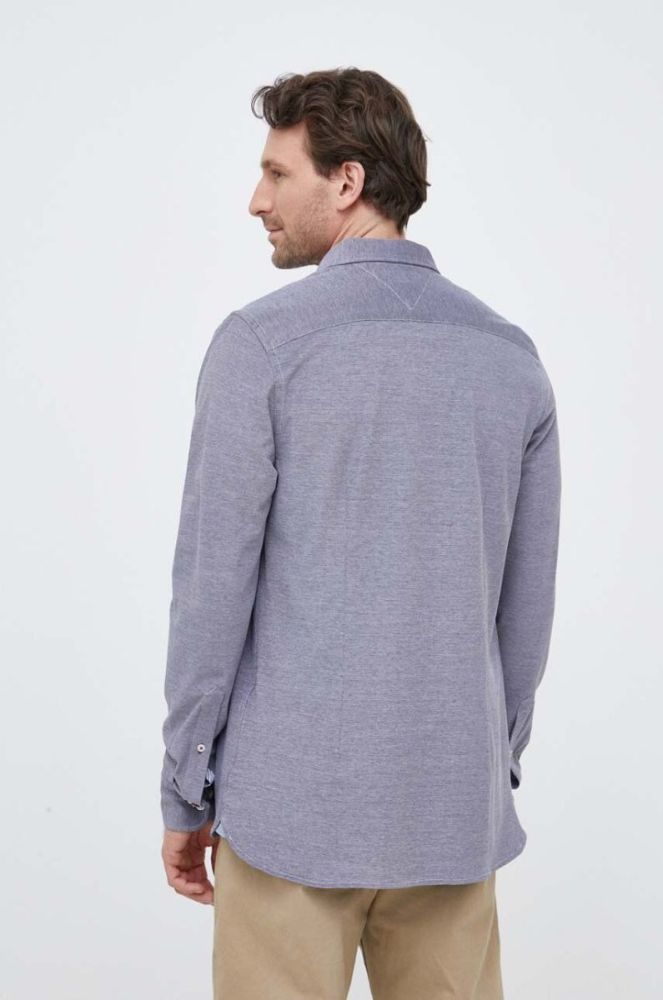 Бавовняна сорочка Tommy Hilfiger чоловіча колір синій slim комір button-down (3112503) фото 4
