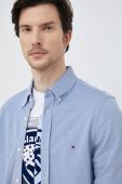 Бавовняна сорочка Tommy Hilfiger чоловіча slim комір button-down колір блакитний (3112508)