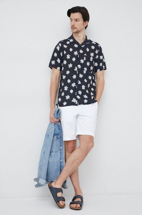 Сорочка з льону Tommy Hilfiger колір синій regular