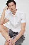 Сорочка з льону Tommy Hilfiger колір білий regular комір button-down Сорочка з льону Tommy Hilfiger колір білий regular комір button-down