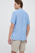 Сорочка з льону Tommy Hilfiger regular зі стійкою колір блакитний