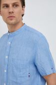Сорочка з льону Tommy Hilfiger regular зі стійкою колір блакитний