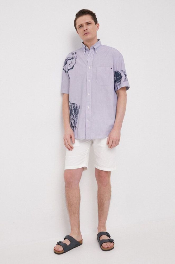Бавовняна сорочка Tommy Hilfiger чоловіча relaxed комір button-down колір блакитний фото 3