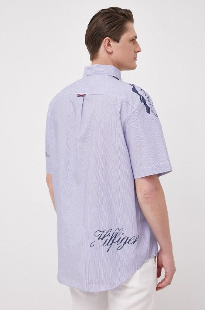 Бавовняна сорочка Tommy Hilfiger чоловіча relaxed комір button-down колір блакитний фото 4