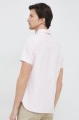 Сорочка з льоном Tommy Hilfiger колір рожевий regular комір button-down