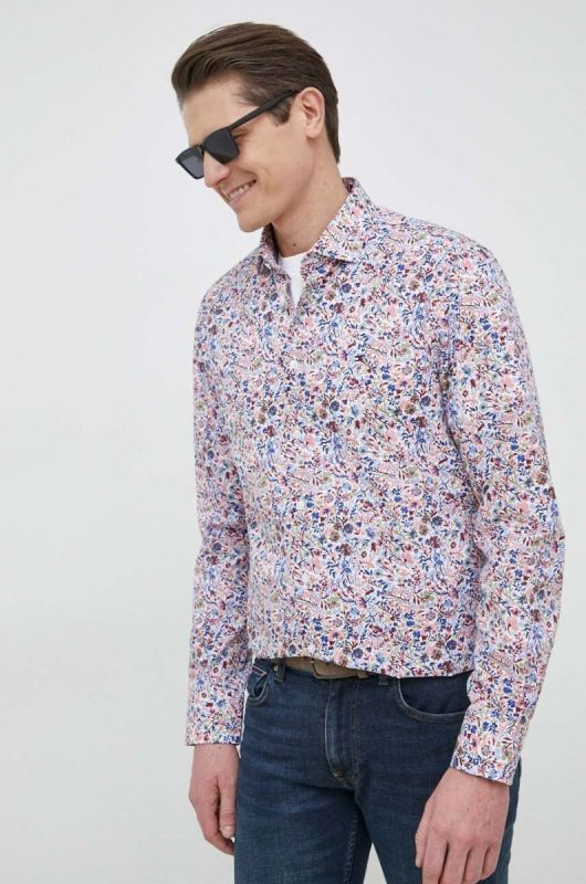 Бавовняна сорочка Tommy Hilfiger чоловіча slim з італійським коміром колір барвистий (3052016)