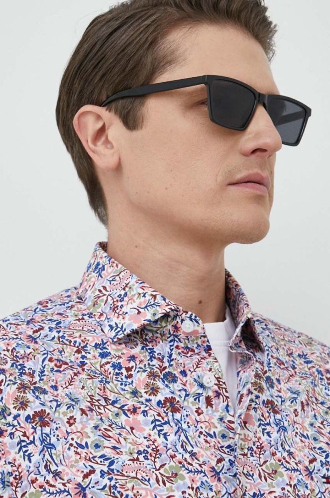 Бавовняна сорочка Tommy Hilfiger чоловіча slim з італійським коміром колір барвистий (3052016) фото 5
