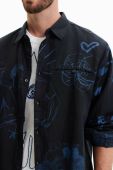 Сорочка Desigual чоловіча колір чорний regular класичний комір (3027785)