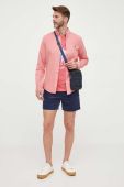 Бавовняна сорочка Polo Ralph Lauren чоловіча колір рожевий slim комір button-down (3261084)