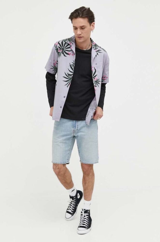 Бавовняна сорочка Billabong чоловіча колір фіолетовий regular фото 3