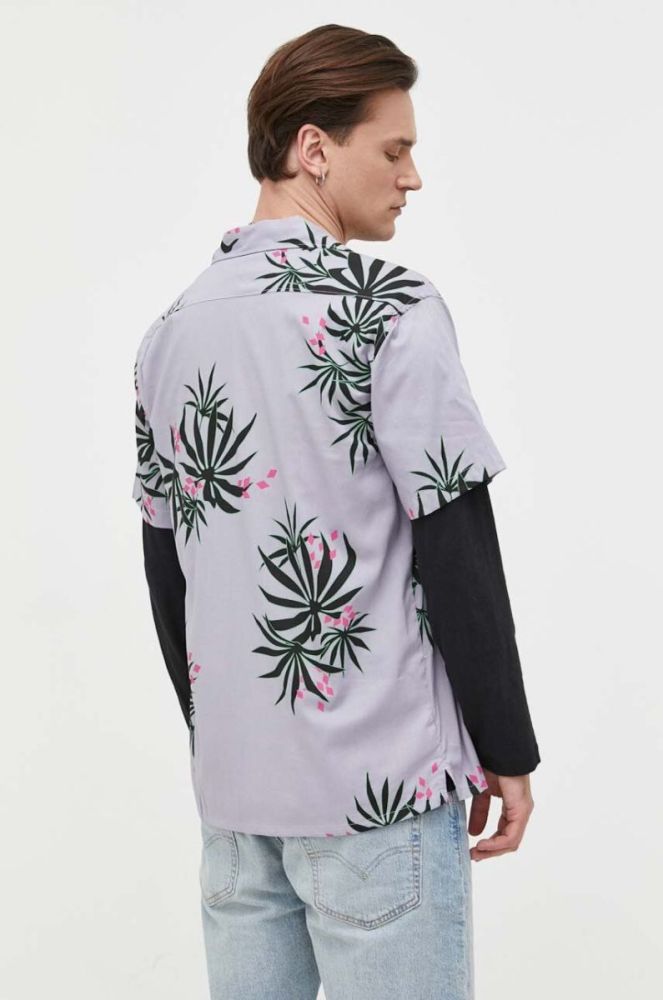 Бавовняна сорочка Billabong чоловіча колір фіолетовий regular фото 4