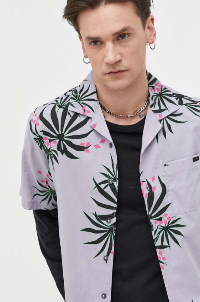 Бавовняна сорочка Billabong чоловіча колір фіолетовий regular фото 5