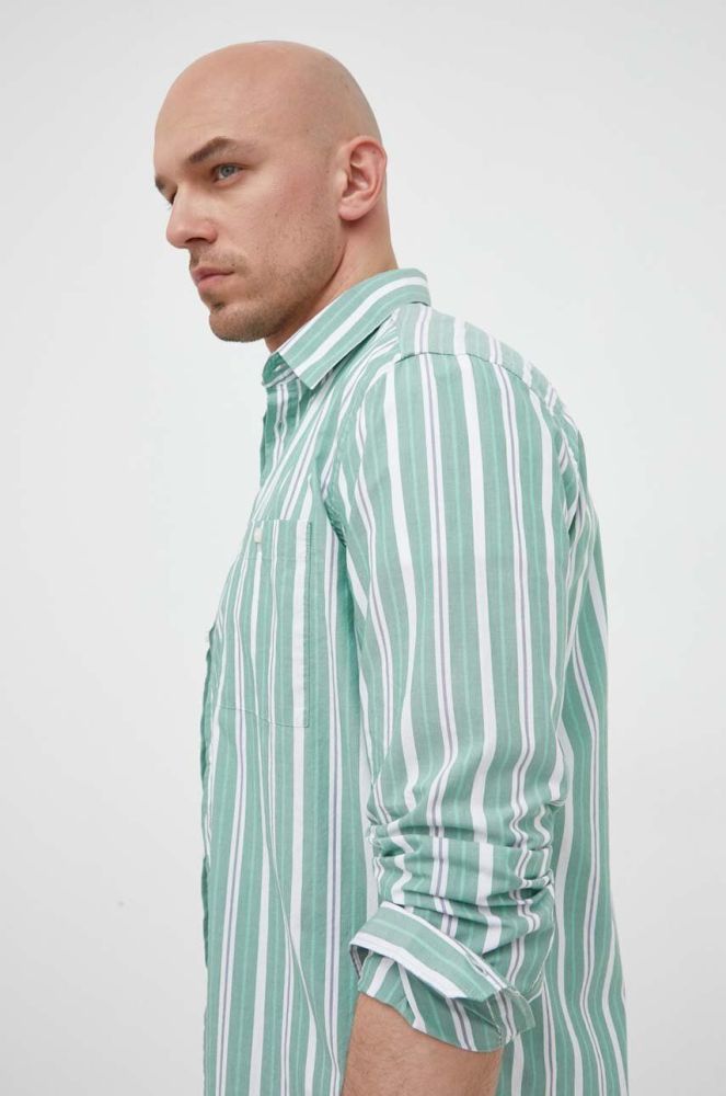 Бавовняна сорочка Sisley чоловіча колір зелений regular класичний комір