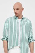Бавовняна сорочка Sisley чоловіча колір зелений regular класичний комір