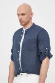 Сорочка з льону United Colors of Benetton колір синій regular класичний комір (3247522)
