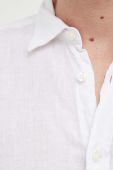 Сорочка з льону United Colors of Benetton колір білий regular класичний комір