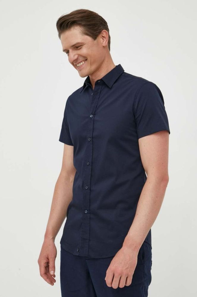 Сорочка United Colors of Benetton чоловіча колір синій regular фото 4