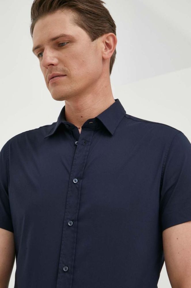 Сорочка United Colors of Benetton чоловіча колір синій regular фото 5