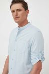 Бавовняна сорочка United Colors of Benetton чоловіча regular зі стійкою колір блакитний