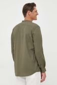 Бавовняна сорочка United Colors of Benetton чоловіча колір зелений regular зі стійкою