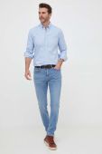 Бавовняна сорочка BOSS BOSS ORANGE чоловіча regular з італійським коміром колір блакитний (3223008)