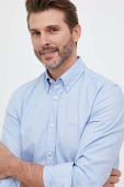 Бавовняна сорочка BOSS BOSS ORANGE чоловіча regular з італійським коміром колір блакитний (3223008)
