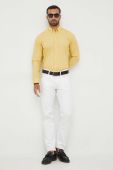 Бавовняна сорочка BOSS BOSS ORANGE чоловіча колір жовтий regular з італійським коміром