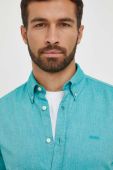 Бавовняна сорочка BOSS BOSS ORANGE чоловіча колір бірюзовий regular з італійським коміром