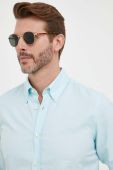 Бавовняна сорочка BOSS BOSS ORANGE чоловіча regular з італійським коміром колір блакитний (3223859)