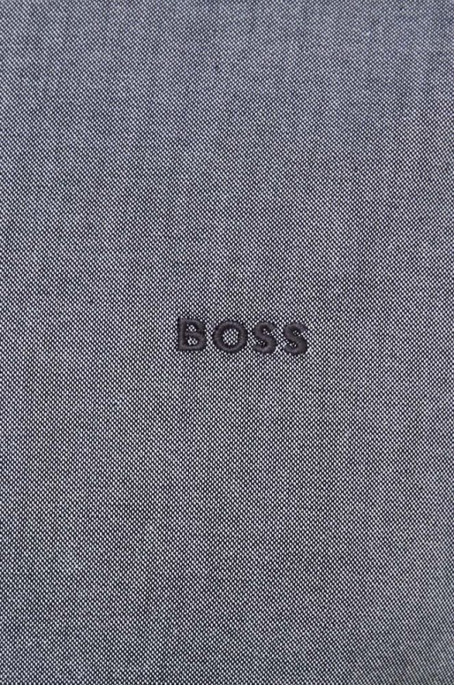Бавовняна сорочка BOSS BOSS ORANGE чоловіча колір сірий regular з італійським коміром фото 5