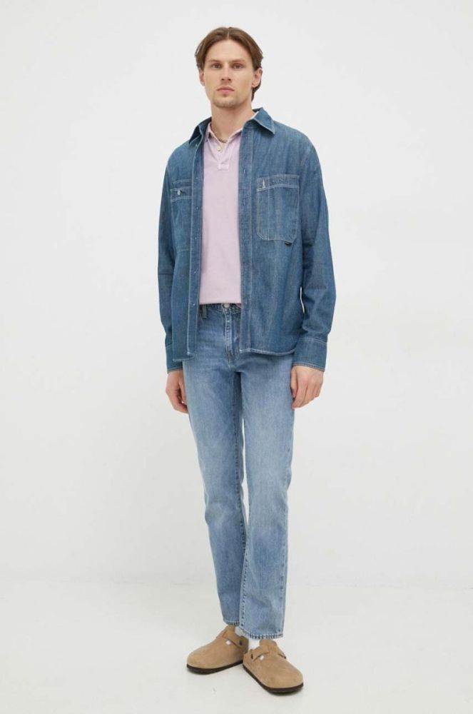 Сорочка G-Star Raw чоловіча regular класичний комір колір блакитний фото 3